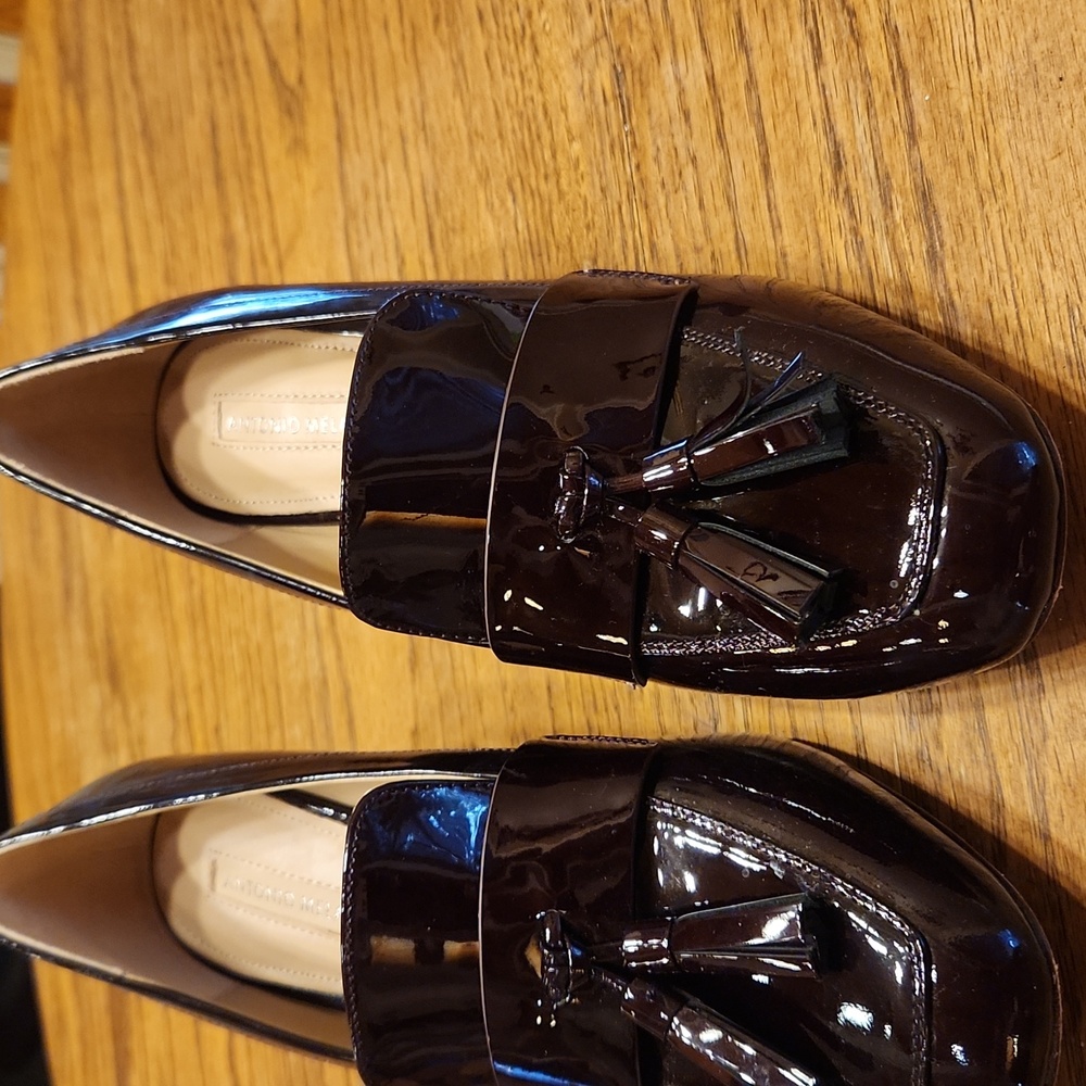 Antonio Melani "Aadin" Tassel Moccasins Block Heel Size 8 - Picture 2 of 13